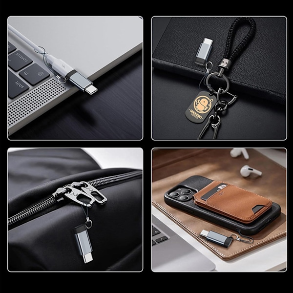 Lightning (naaras) - USB-C (uros) -sovitin, yhteensopiva iPhone 15:n kanssa Harmaa