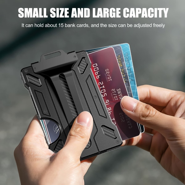 RFID kreditkortshållare med Cash Clip 6 kort Svart Svart