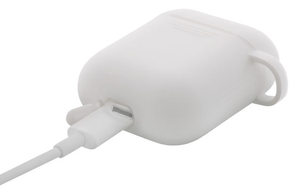 AirPods 1/2 silicone case, keyring hole, easy to grip, white