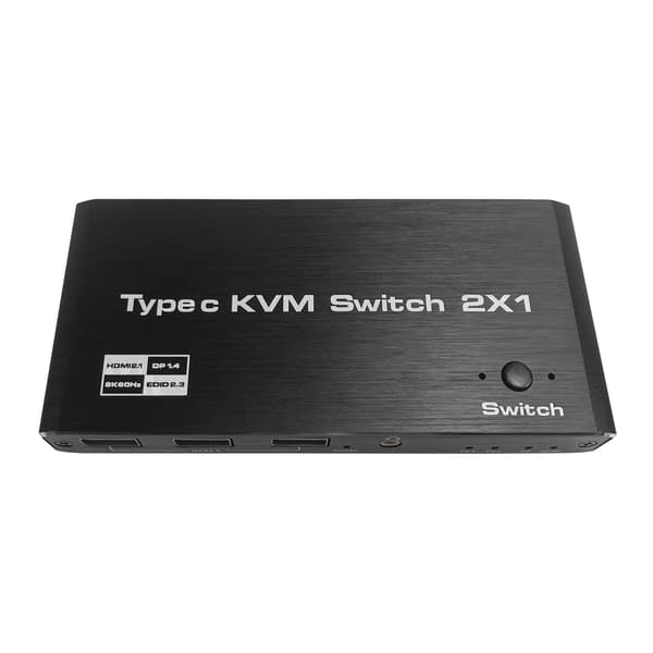 2 ind 1 ud USB-C KVM-switch 8K@60Hz 4K@120Hz 2-ports USB-C-switch