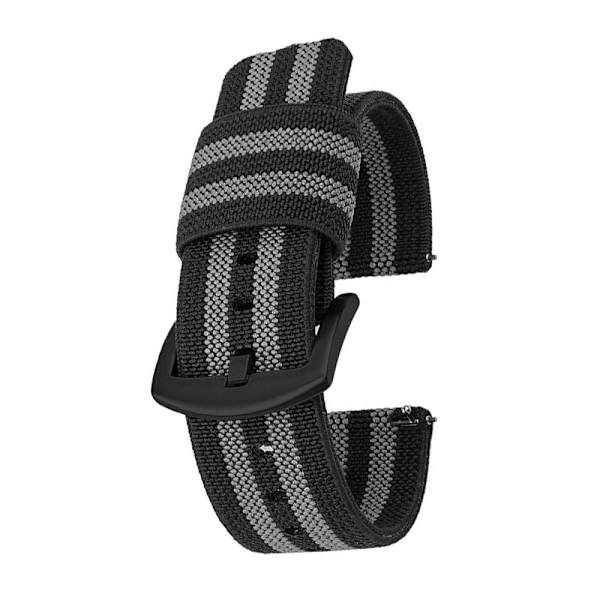 Nylon klockarmband med fjäderstänger med snabbkoppling Svart+grå 18 mm