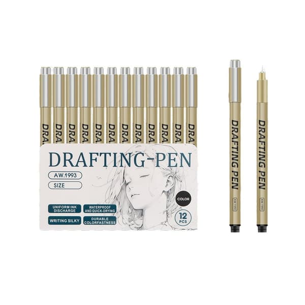 Præcisions Fineliner Pen Sæt Sorte Penne til Tegning 12-piece