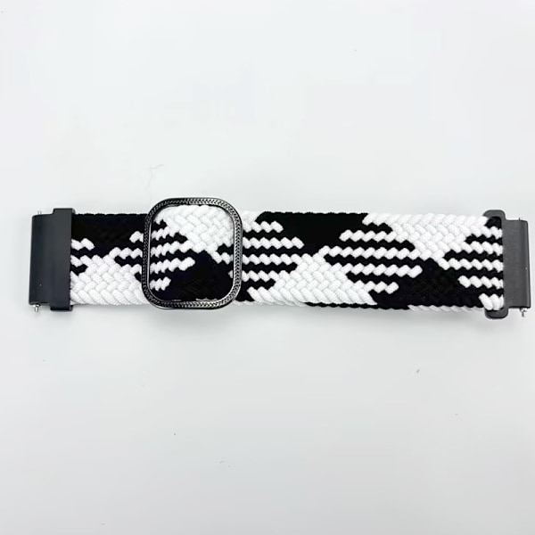 Nylon klockarmband med svart spänne Svart + Vit 22 mm
