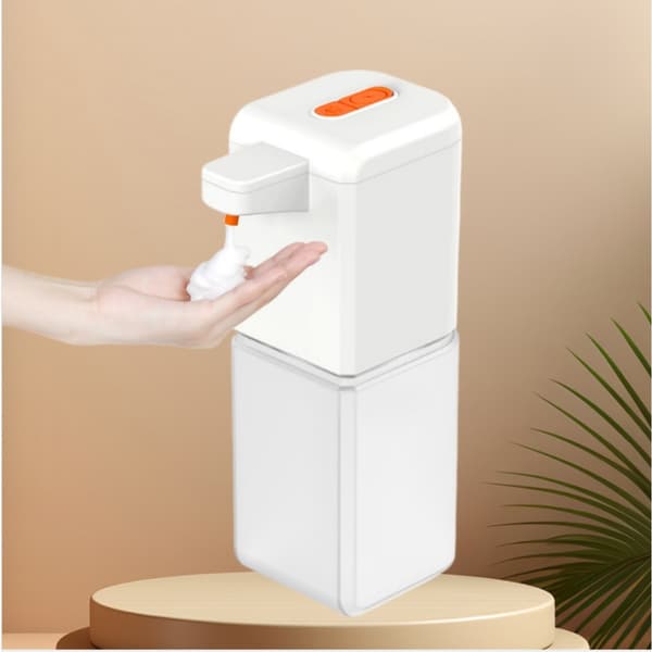 Beröringsfri automatisk skumtvålsdispenser USB-laddbar 400ml kapacitet rörelsesensor Vit ABS 11.2cm x 6.8cm x 20cm