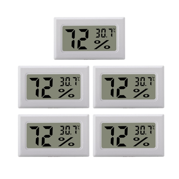 INF Mini digitalt hygrometer / termometer 5-pak Hvid