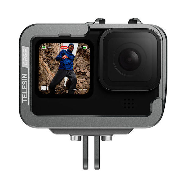 TELESIN aluminiumbur för GoPro Hero 12/11/10/9 +vertikal adapter