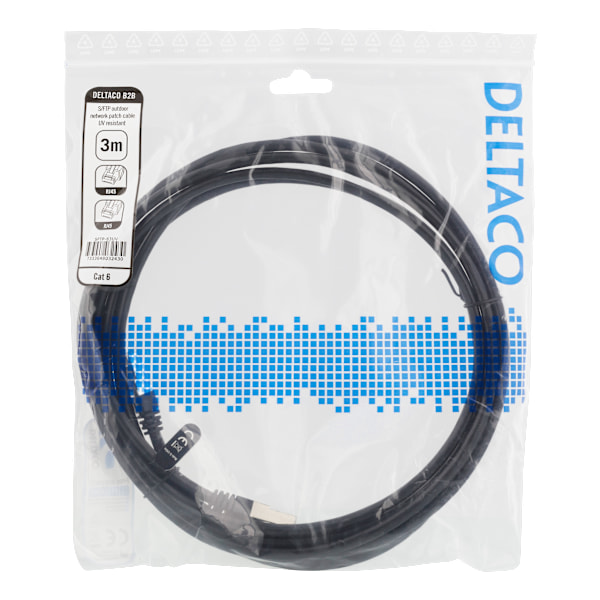 S/FTP Cat6 patch cable, UV resistant, 3m, black