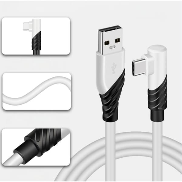 USB 3.0 A til C datakabel til VR-headset, PC-streaming, 90° vinkel, kobberkerne PVC, hvid, 3m/5m, kompatibel med Oculus Quest 2 3 m 3 m