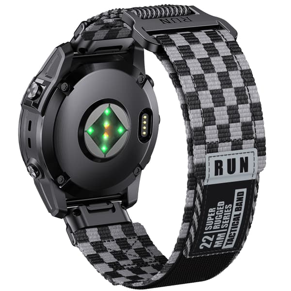 Garmin Fenix 8 Nylon Vævet Rem - Sort Grå 26 mm 26 mm