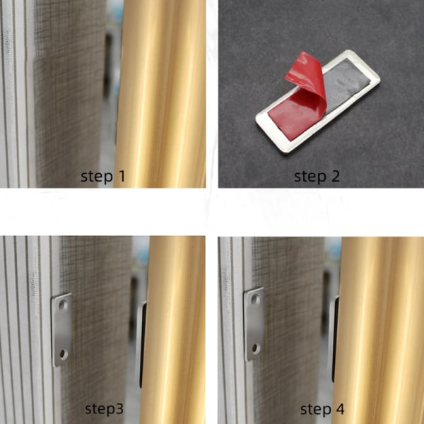 Magnetlås / osynliga magnetiska dörrlås 2 set Rostfritt stål Svart