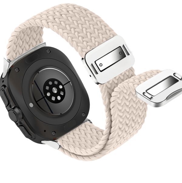 Samsung Watch 7 Ultra Elastic Woven Nylon Strap White White