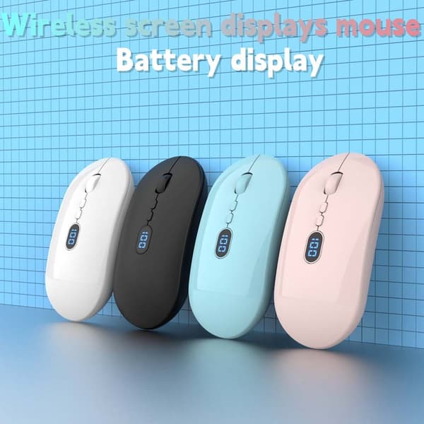 Trådløs USB Bluetooth-mus med digitalt display - 2,4G + Bluetooth Dual Mode genopladelig mus Black Black