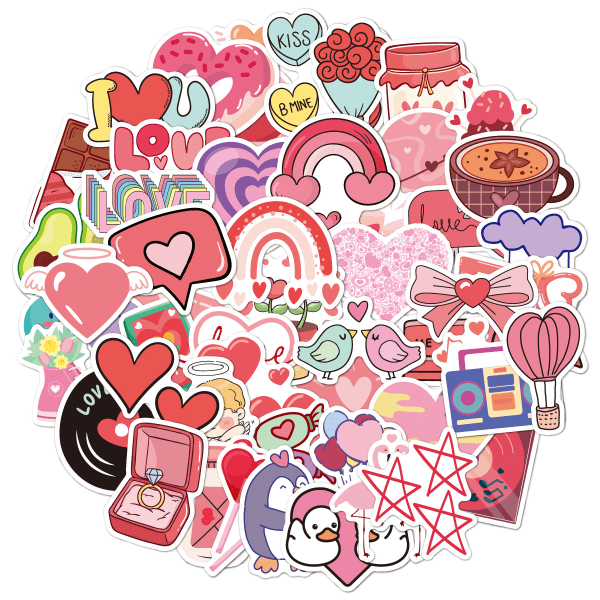Love Heart Stickers 50-pack N13 Flerfärgad