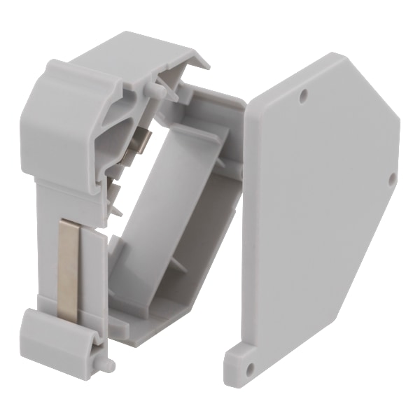 Keystone holder for DIN rail, shielding, plastic, grey