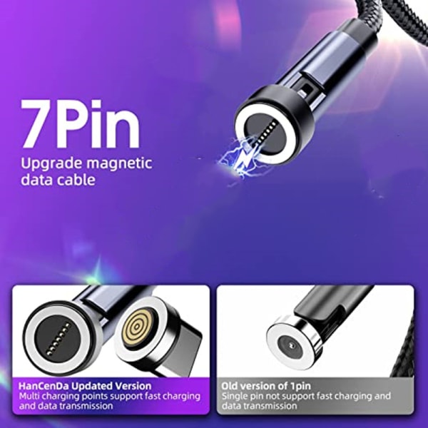 Magnetisk ladekabel med USB-C stik Sort 1 m