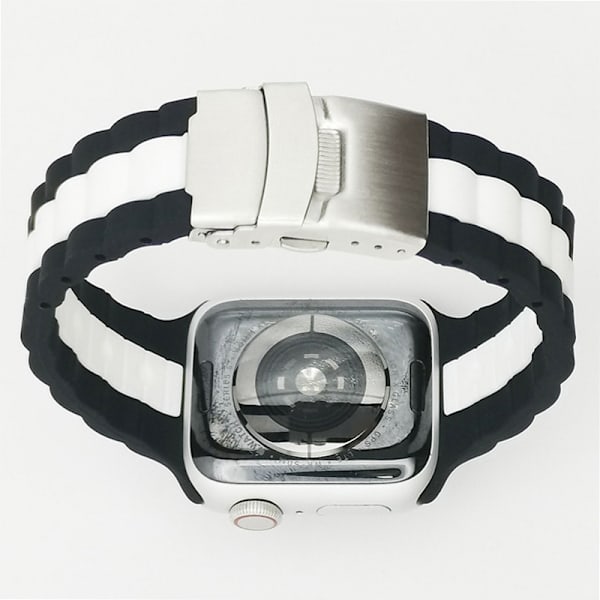 Tofarvet silikone urrem til Apple Watch Series 1-7 & SE Sort + Hvid