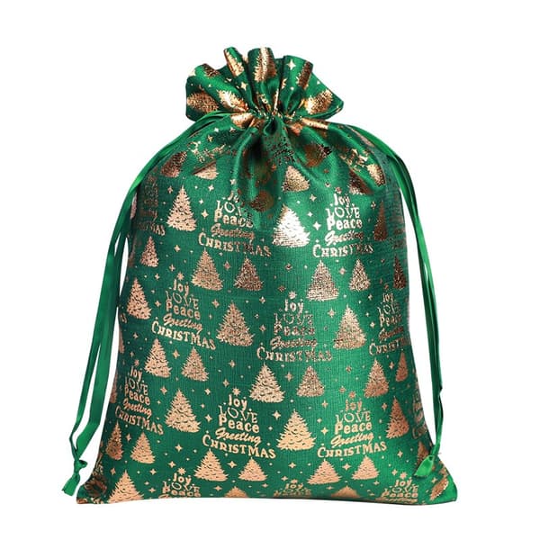 Jul Bomullspåsar med Dragsko 30x40cm (2-Pack) - Guldstämplade Julklappspåsar