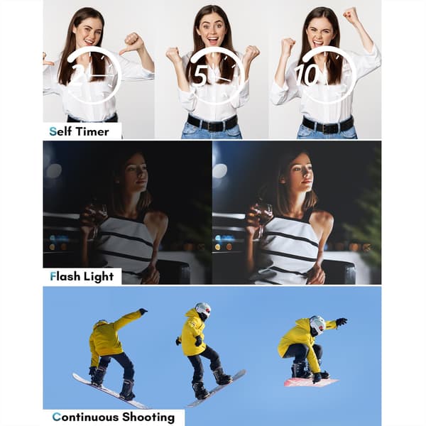 4K HD digitalkamera med fram- och bakkamera och stabilisering White White