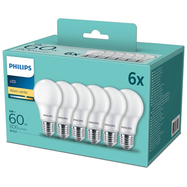 6 kpl LED E27 Normaali Pakkasvalo 60W 806lm