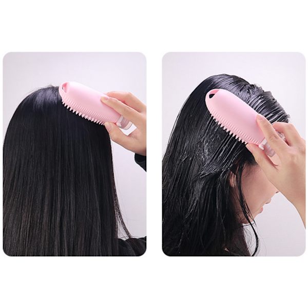 Silikoninen annostelupullo shampooharjalla Pinkki+sininen+harmaa