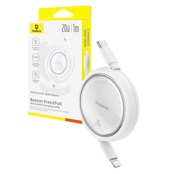 Baseus Free2Pull-kabel USB-C til iP 20W (hvid)