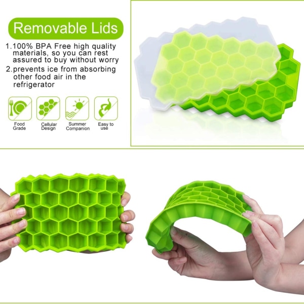 37-cells honeycomb-iskubbrickor med lock (paket med 4) gräs färg
