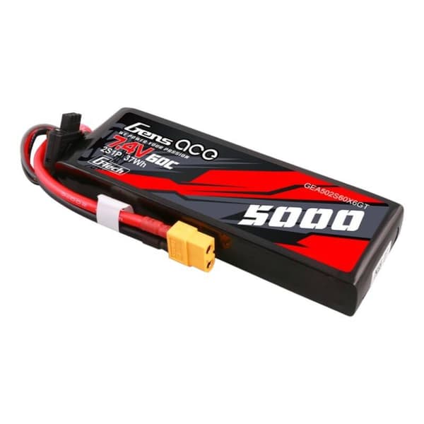 Gens ace G-Tech 5000mAh 7,4V 60C 2S1P Lipo PC-materialfodral med XT60-kontakt