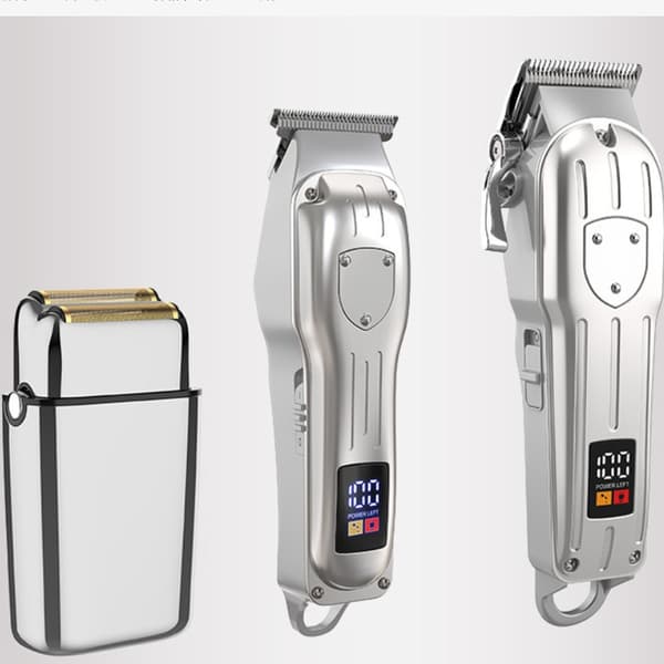 935W Digital Display Elektrisk Hårklipper & Trimmer Sæt - Professionelt Plejesæt Silver Silver