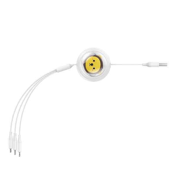 Laddningskabel 3w1 Baseus USB till USB-C, USB-M, Lightning 3,5A, 1,1m (Vit)