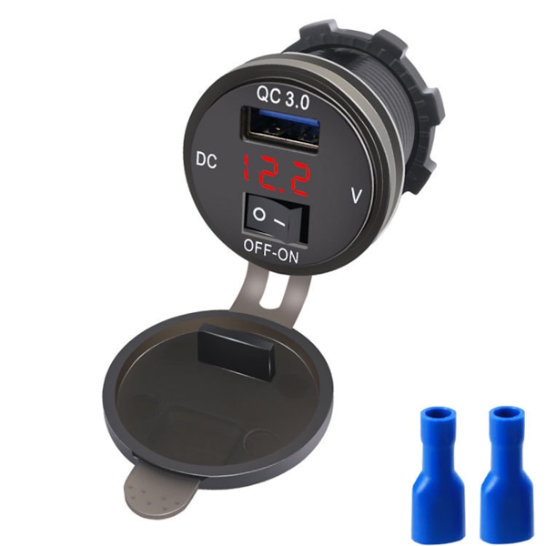 Voltmeter Switch Bilmodifiering Enkel QC3.0 Red Red
