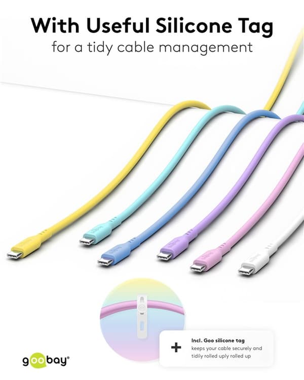 USB-C™-silikonekabel, 1,5 m, gul