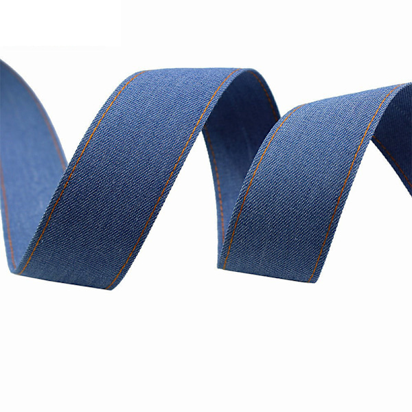Denimband med gul mittlinje - 2,5 cm bred