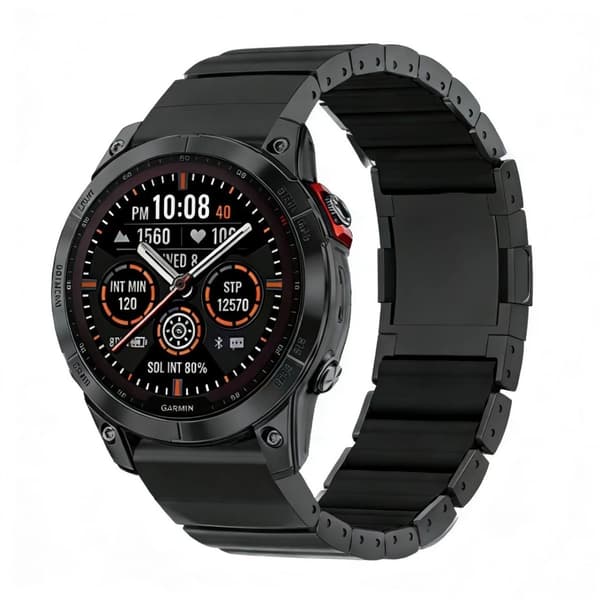 Rustfri stålrem 26mm kompatibel med Garmin Fenix, Enduro, Instinct - magnetisk lås, quick-release, 23cm længde, 2.6cm bred Black Black
