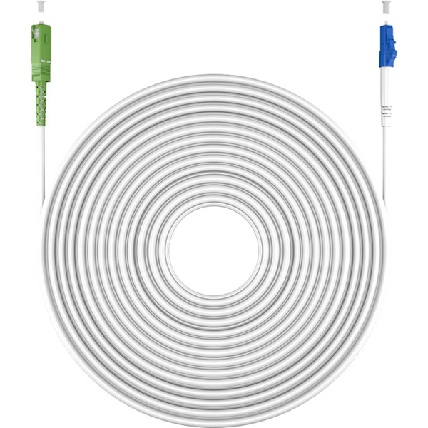 Fiberoptisk kabel (FTTH), Singlemode (OS2) White, vit (Simplex), 15 m