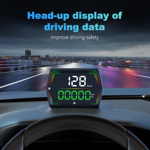 Head-Up Display för Bil - Hastighet, Tid, Körsträcka och Varningssystem för Säker Körning