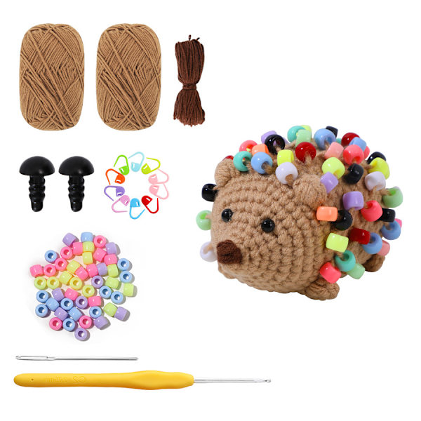 DIY Virkningskit, Söt Igelkott Amigurumi-kit för Nybörjare kaffe