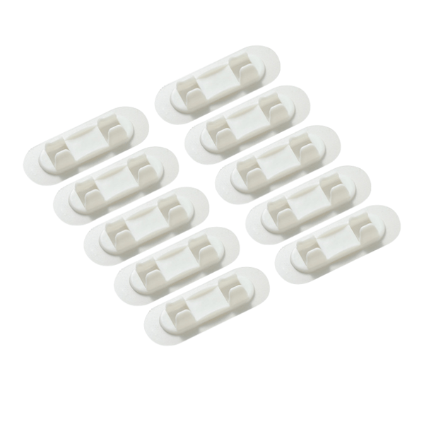 Kabelklämmor, Små Sladdorganisatörer för Kabelhantering (10-pack) White L White L