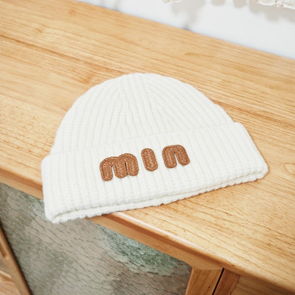 Strikket beanie hue Hvid