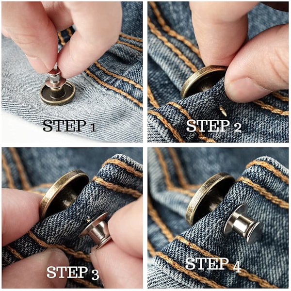 Jeansknappar / Sy-fria byxknappar Silver 10-pack