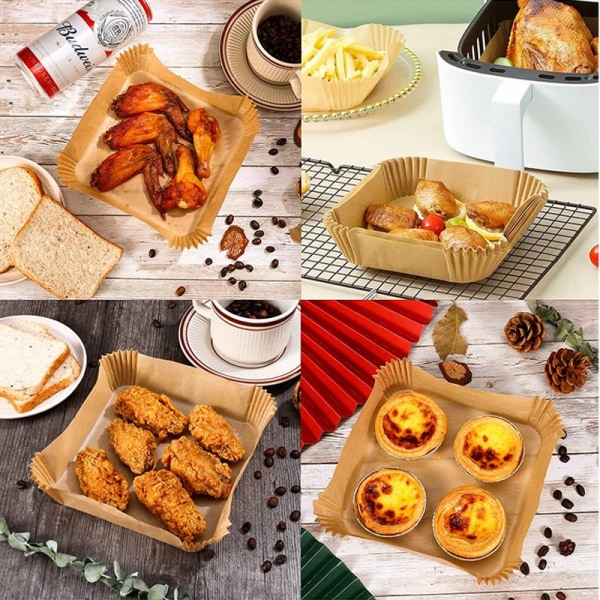 INF Air Fryer kertakäyttöpaperi rasvakeittimiin 16 cm 100 kpl Luonto