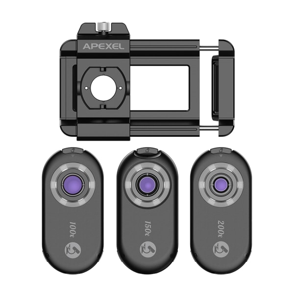 3-i-1 Clip-on telefonmikroskoplins med LED-ljus