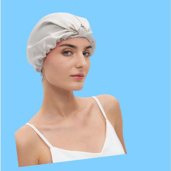 Adjustable Knotted No-Indent Sleep Silk Cap - Soft Elastic Band for Comfortable Night Sleep Silver Silver