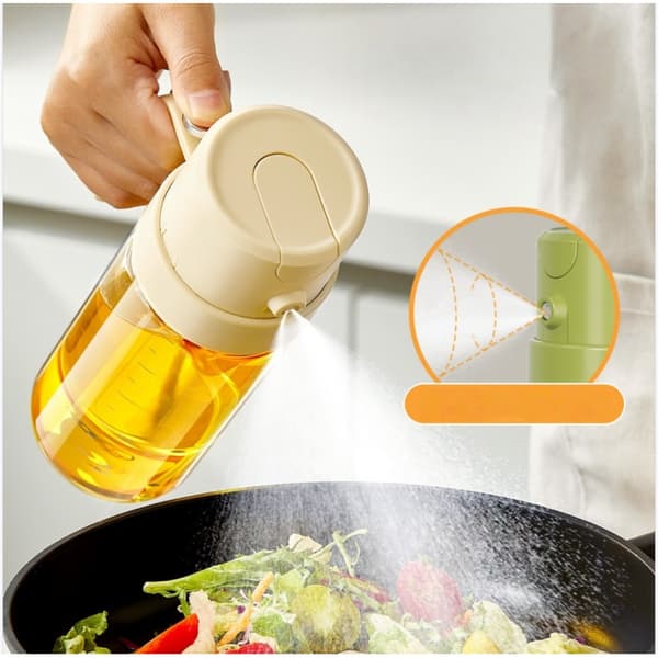 500ML Køkken Glas Oliesprøjte - Dobbeltfunktionel Oliedispenser til Sund Madlavning Yellow Yellow