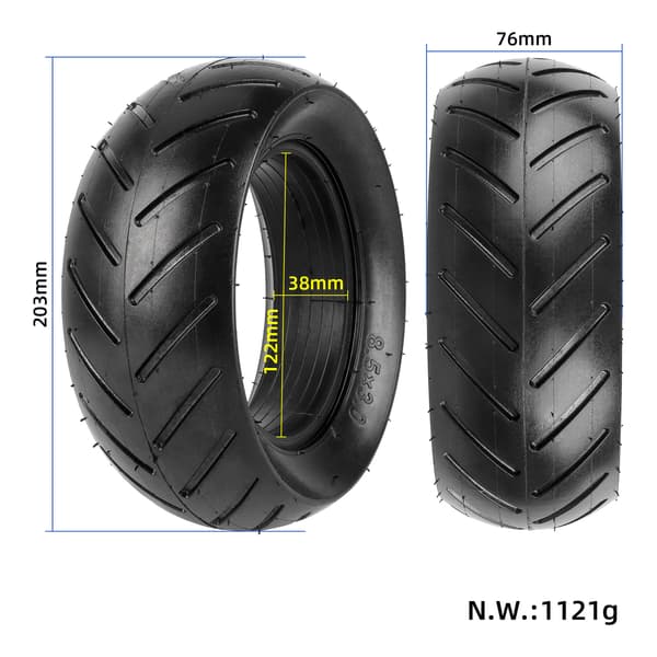 Punkteringsfritt däck för elskoter Zero 8/9 VSETT 8/9 Kugoo X1 Black Black