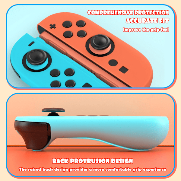 Skyddande silikongrepp för Nintendo Switch 2-kontroller Blå+orange