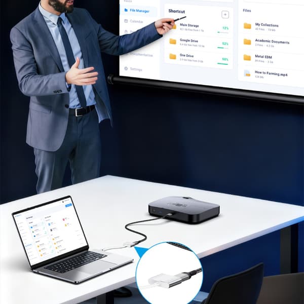 USB-C til HDMI-adapter med hunstik, 4K ved 60 Hz, PD-opladning og driverfri tilslutning
