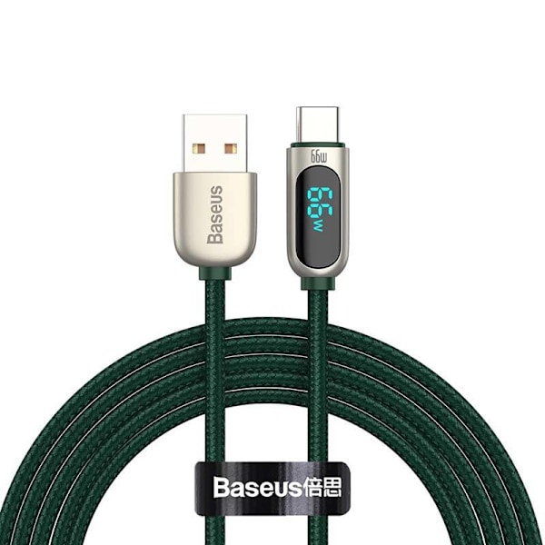 Baseus Displaykabel USB till Type-C, 66W, 1m (grön)