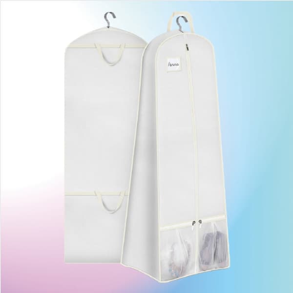 Vikbar Non-Woven Bröllopsklänning Dammskydd - Förvaringsväska för Kläder White White