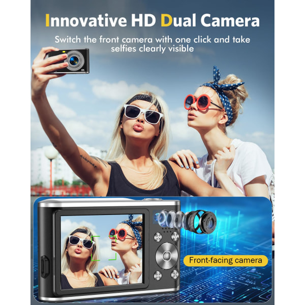 Digitalkamera 4K 48MP 16 x zoom webbkamera Svart