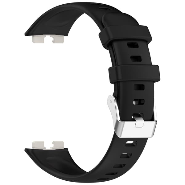 Blød silikonerem til Huawei Band 10/9/8 (metalsnøre) Black Black